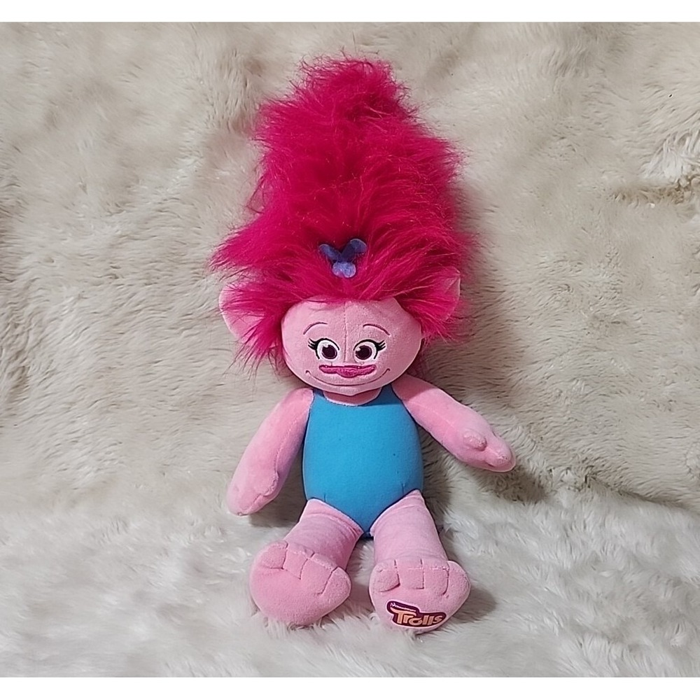 Build A Bear Trolls Princess Poppy Stuffed Doll 23" Plush BABW Pink DreamWorks